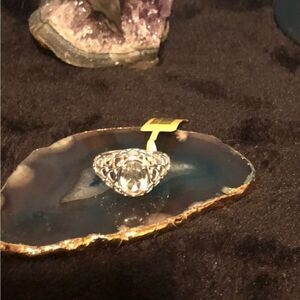Green Amethyst Solitaire Heart Accents Ring Size 7 Sterling Silver